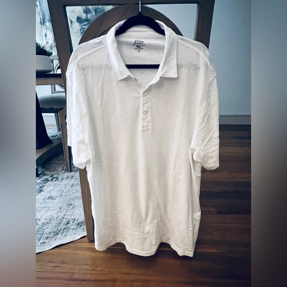J Crew factory mens Classic White Polo Shirt size XXLT